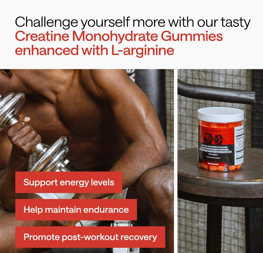 Man popping Creatine Gummies into his mouth before starting his weightlifting session.