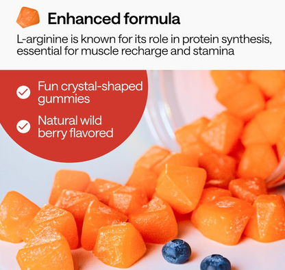 Close-up showing the soft, chewable texture of a Creatine Gummy for muscle gains.